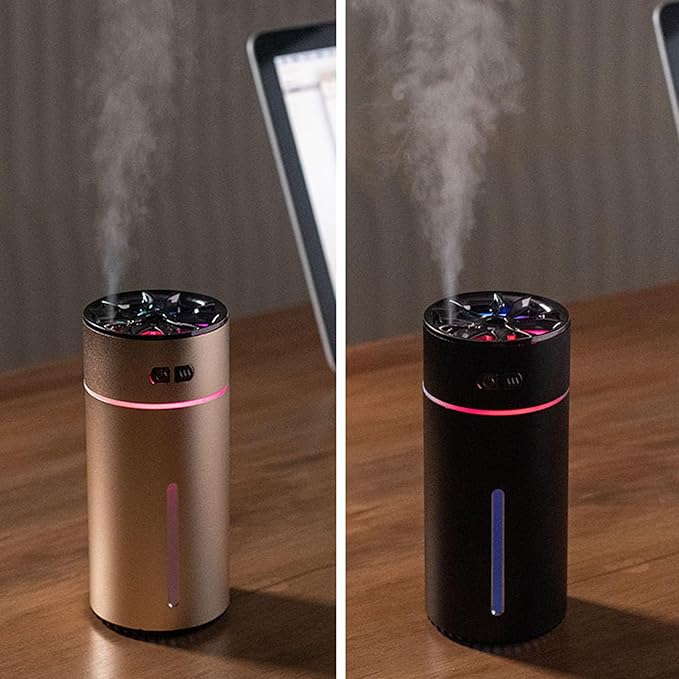 300ml Smart Car Air Freshener Portable Dual Nozzle Aromatherapy Diffuser Humidifier with Colorful Lights 3 Spray Modes for Home Car Office(Black)