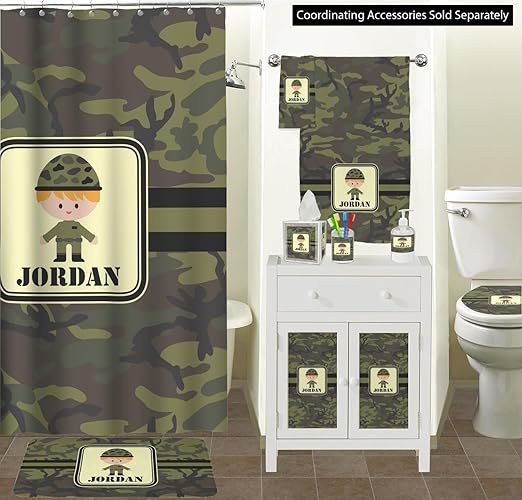 Personalized Green Camo Waste Basket - Double Sided (Black)