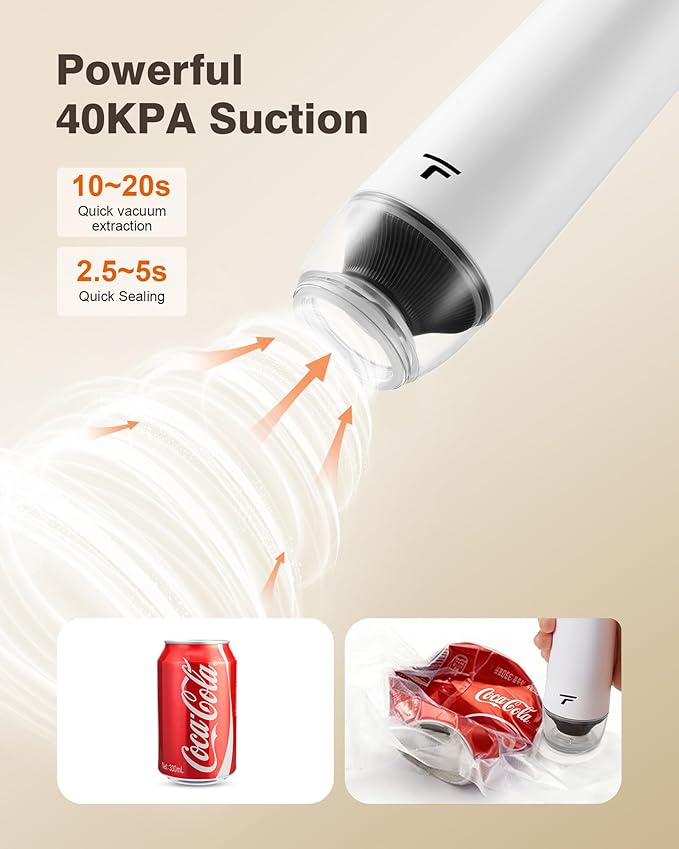 Vacuum sealer for food Chef’s Design to Preserve Freshness Compact Handheld Vacuum Sealer with 30 Reusable Bags Professional-Grade for Food Storage Savers Pebble
