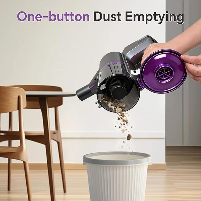 Cordless Vacuum Cleaner Powerful Vacuum Cleaners for Home with Mopping Combo Water Tank Stick Vacuum Cordless Rechargeable Lightweight Vacuum for Hard Floors Carpet Pet Hair Purple