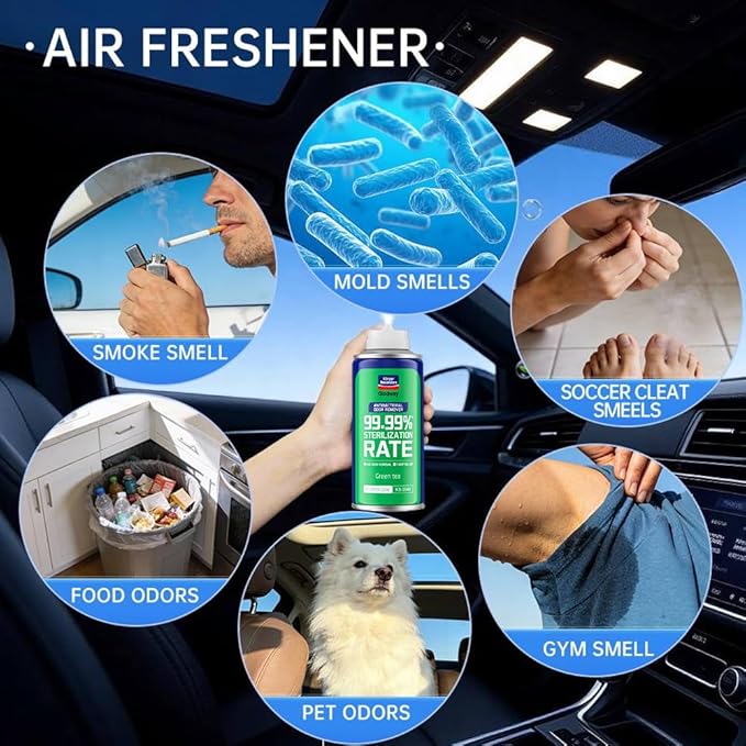 GLODWAY Car Air Freshener SprayGreen Tea Scent 6 OZ Odor Eliminator4 Pack for Cars Trucks RVs Home