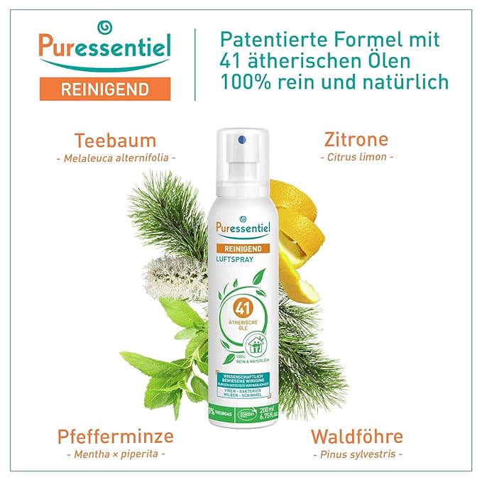 Puressentiel Purifying Air Freshener Spray - Room Spray with 41 Essential Oils - Eliminate Odors without Synthetic Chemicals - Multi-Use - 6.75 oz