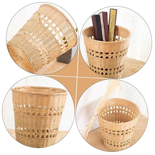 Rustic Woven Wastebasket Trash Can Multifunctional Storage Basket for Office and Home with Wear Resistant Material and Hand Safe Design