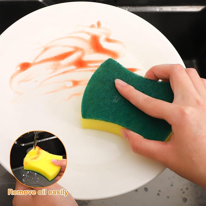 200 Pcs Individually Wrapped SpongesUncompressed Non Scratch Scrouing Sponges for Household Cleaning Dishes Kitchen Airbnb Apartment Car Bike