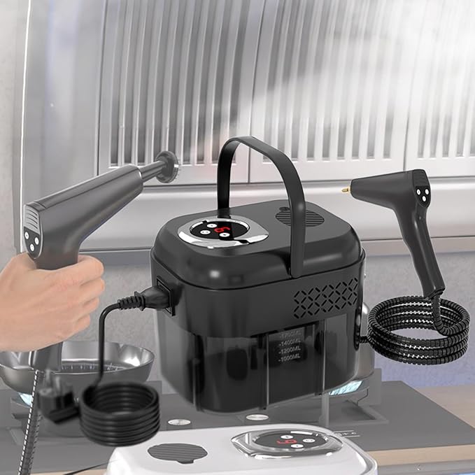 Pressurized Steam Cleaning Machine Handheld Steam Cleaning Machine with 1700ml Water Tank &amp LCD display 6 Gear Adjustment Suitable for Kitchen Bathroom Floor Tile Gap Cleaning