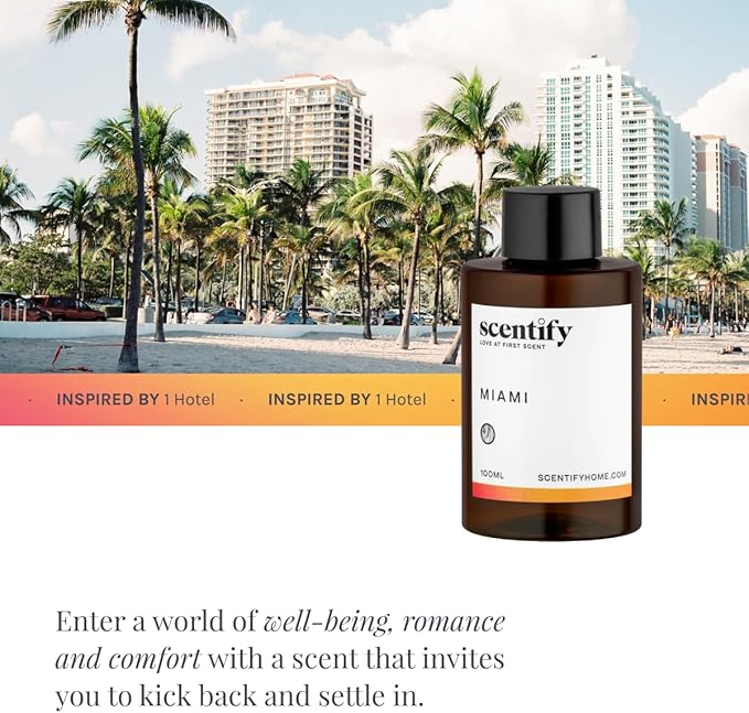 Scentify Miami Aroma Oil Refill Scent for Oil Diffusers - Creamy Cashmere Sandalwood Musk Scents - Luxurious Relaxing Aromatherapy Diffuser Fragrance 470ml 16 oz