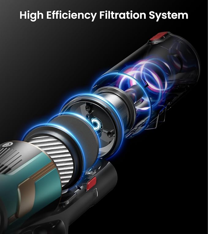Cordless Vacuum Cleaner Upgraded 580W 48KPA 65Mins Vacuum Cleaners for Home Cordless Stick Vacuum Cleaner with Self-Standing and LED Screen Anti-Tangle Wireless Vacuum for Pet Hair/Carpets/Floors