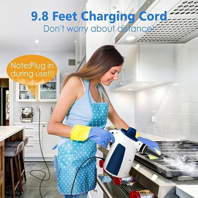 Handheld Pressurized Steam Cleaner with 9 PCS Accessories Multi-Surface Steamer for Cleaning with Safety Lock 350ML Large Water Tank Upholstery Grout Steam Cleaner for Home Car and Furniture