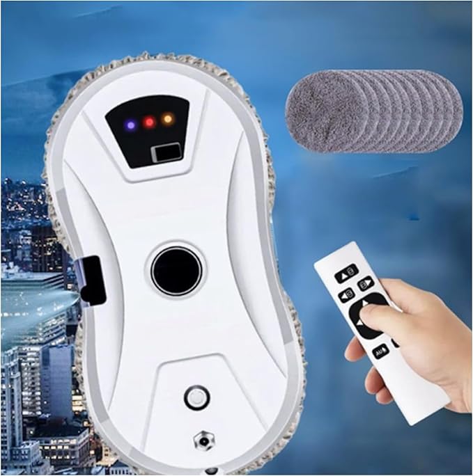 One-Button Start Of Dry and Wet Dual-Purpose Window Cleaning Machine | 20-Minute Power Failure Protection | Route Planning Frame Sensing Remote Control Robot Window Cleaner 30ml Water Tank(White)