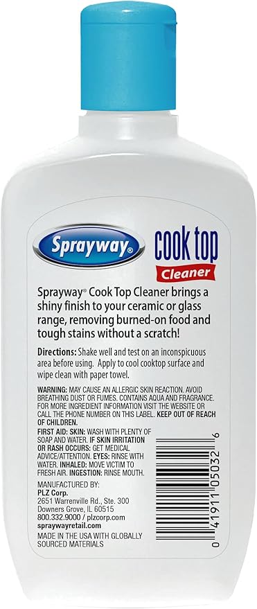 Sprayway Cook Top Cleaner 8oz Pack of 12 | Removes Grease Grime &amp Stubborn Stains | Streak-Free Shine Safe for Glass &amp Ceramic Cooktops | Easy-to-Use Formula