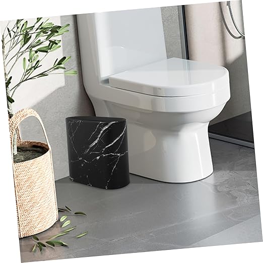 PRETYZOOM Marble Trash Bin for Bathroom Elegant Decorative Wastebasket for Home Kitchen Office and Hotel Use and Easy to Clean Design for Stylish Garbage Storage