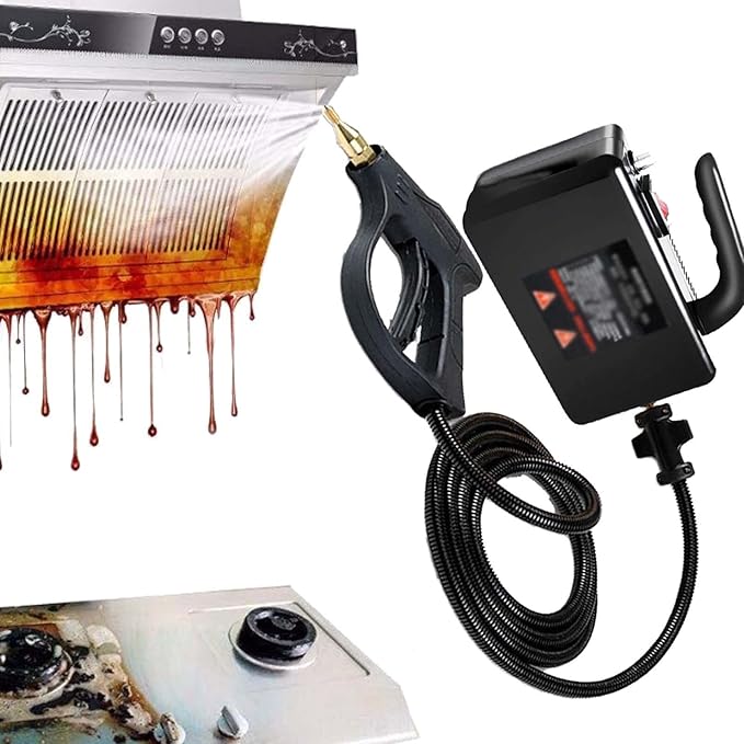 Handheld High Temperature Cleaner2600W High Temperature Portable Steamer for CleaningTankless and Heavy Duty Commercial Home Grout Tile Kitchen Bathroom Cart (110V/220V)Black-110V