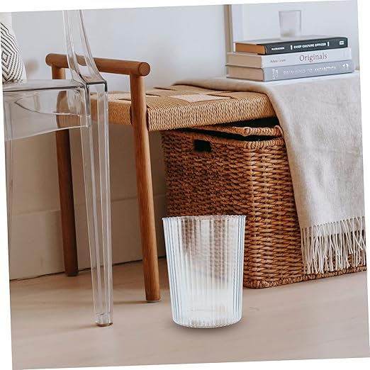 Luxshiny Transparent Capacity Garbage Can Simple Style Kitchen Trash Container for Home Bedroom and Office Use Eco-Friendly and Washable Waste Basket Small