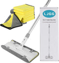 Reusable Microfiber Flat Mop for Floor Cleaning 10.8 in (27.5 cm) Aluminum Base with 52 in Aluminum Handle Includes 4 Washable Pads for Wet &amp Dry Use – LJGG (Gray/Yellow)