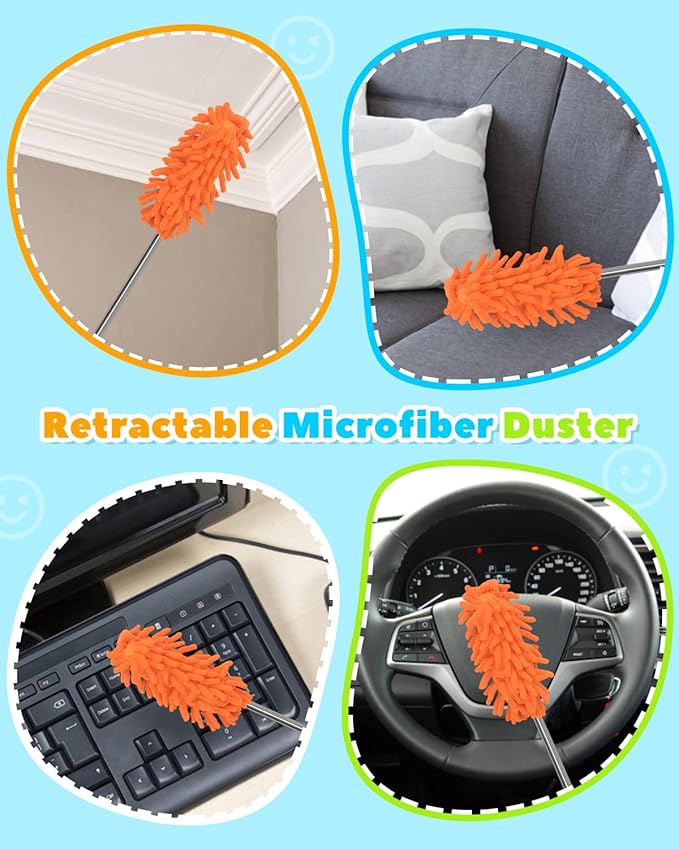 11 Pcs Blind Cleaner Duster Tool Kit – Mini &amp Window Blinds Cleaner Brush Set Air Vent &amp Track Cleaning Tools Window Groove &amp Sill Scrubber for Home Car AC Sliding Doors - Yellow