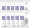 simplehuman Code D 200 Count Dispenser Pack Custom Fit Liners Drawstring Trash Bags 20 Liter / 5.3 Gallon White