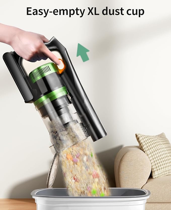 SunSare Cordless Vacuum Cleaner 55KPa 650W 70Mins Vacuum Cleaner for Home V-Anti-Tangle Stick Vacuum with Scented Tablet Upgraded dust Emptying Cup Vacuum Cordless for Pet Hair/Carpet/Floors