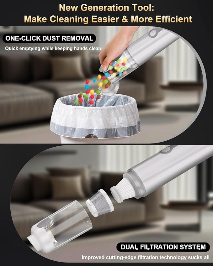 MARTISAN Cordless Car Vacuum 4-in-1 Portable Vacuum 20000Pa Suction Power 3 Sunction Modes HEPA Filter Vacuuming Blowing Inflating Pumping Quick Charging for Home Office Camping White