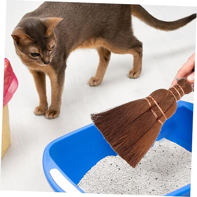 2 Sets Broom and Dustpan Sets for Pet Mini Desktop Cleaning Kit Wooden Handle Brush Pet Litter Shovel Stainless Steel Safe for Hands Cat and Dog Use