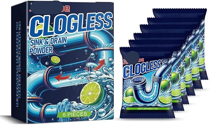 Drain Cleaner Powder Box - Unclog Kitchen &amp Bathroom Pipes Remove Odors &amp Grease Eco-Friendly Formula Long-Lasting Use(1PCS)
