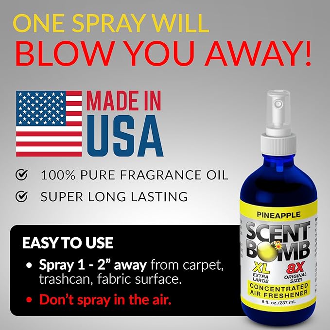 Scent Bomb Air Freshener Spray Long-Lasting Odor Eliminator for Home &amp Car Effective Deodorizer Spray for Kitchen Bathroom Fresh Room Spray &amp Smell Neutralizer Pineapple