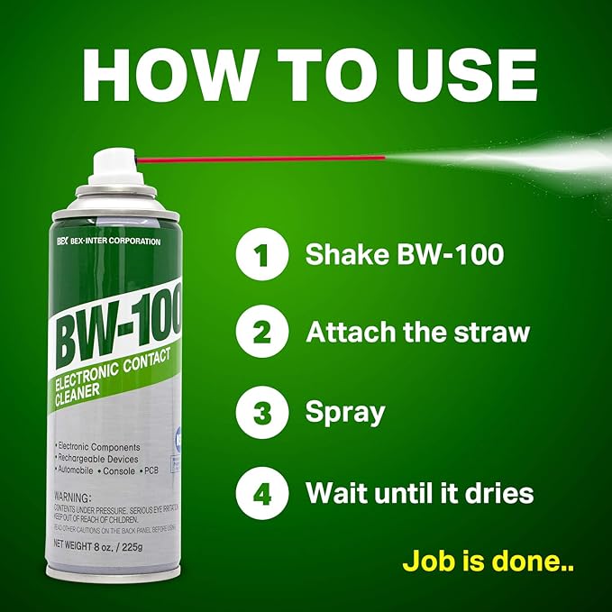 Non-Flammable Electronic Contact Cleaner Aerosol Spray- Safely Cleans Joycons Computers PCB and More - Removes dust Dirt and contaminants on Contacts - Quick Dry|8oz/225g |