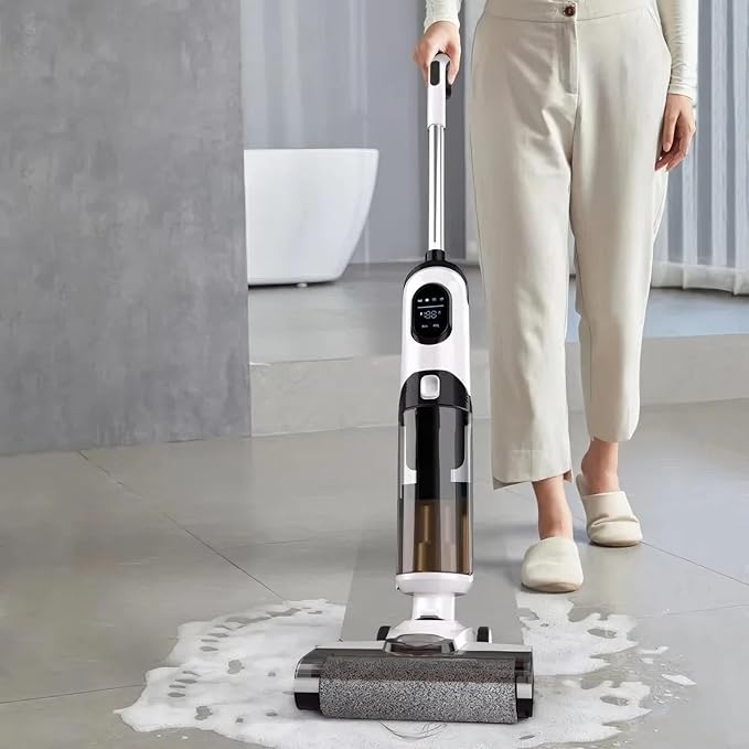 Cordless Wet and Dry Stick Vacuum Cleaner 170W Lightweight Rechargeable Floor Cleaner for Hard Floors and Low-Pile Carpets