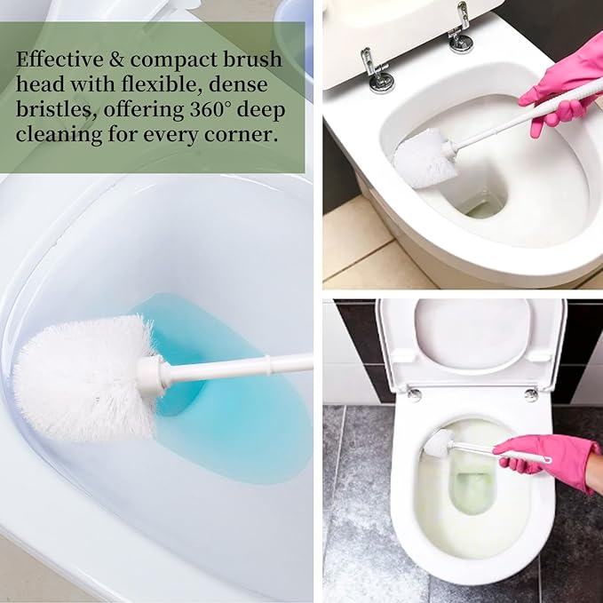 14 Sets Toilet Brush and Holder Set 14.57 Height Bathroom Cleaning Brush with Caddy Toilet Bowl Scrubber for Deep Cleaning(White)