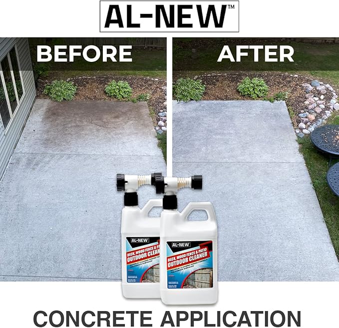 AL-NEW Outdoor Cleaner Combo Pack of 2 | Versatile Outdoor Cleaner Perfect For Use On Vinyl Siding Composite Decking Wood Fences Outdoor Patios Gutters &amp More (Outdoor Cleaner Hose-End Combo