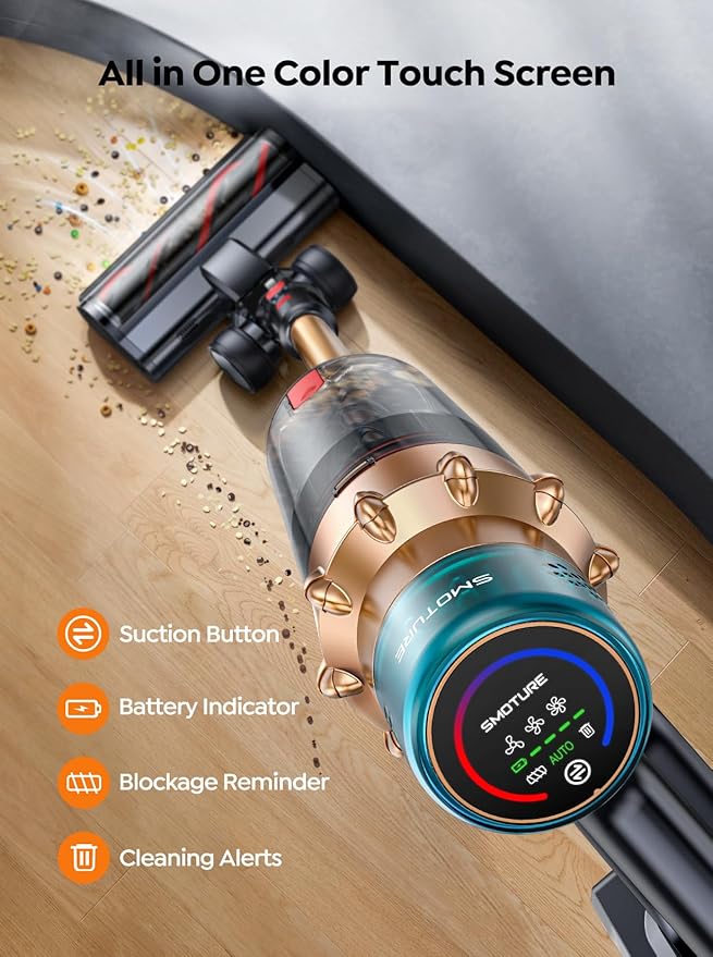 Cordless Vacuum Cleaner 650W 55KPA 70 Mins Runtime Self-Standing Vacuum Cleaners for Home Stick Vacuum with Charging Dock Station Removable Battery Handheld Vacuum for Pet Hair/Carpet/Floor