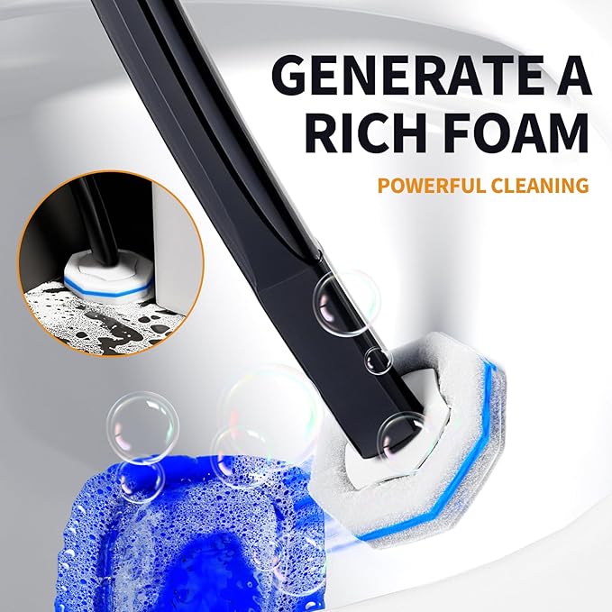 Disposable Toilet Brush - Toilet Bowl Cleaner Toilet Cleaning Supplies Toilet Brush with Holder Toilet Bowl Cleaner Wands40 Refills for Toilet Cleaning and Hygienic Bathroom Maintenance