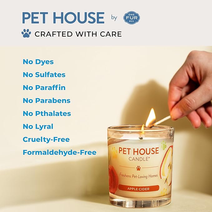 Pet House Candles Clean Long-Lasting Pet Odor Candles for Home Plant-Based 60 Hour Burn Time - Lemon Cupcake 9 oz
