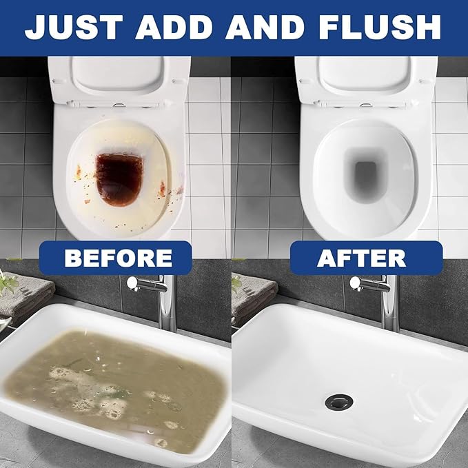 Drain Unclogging Powder for Kitchen and Bathroom - Effective Pipe Cleaner Stain Remover &amp Deodorizer(2PCS)