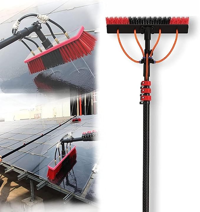 Solar Panel Cleaning KitOutdoor Window Washing Kit with Extension PoleSolar Panel Cleaning Brush and Pole Aluminum Outdoor Window Cleaner with 20m Hose5.4m/18FT-30cm