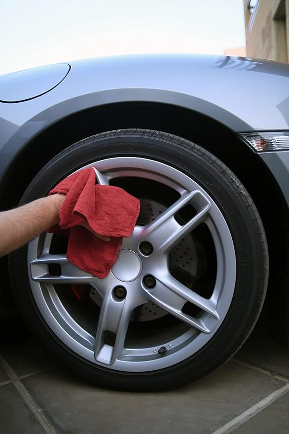 Avalon Towels Cotton Shop Rags – (Pack of 100) Size 12x14 Inches Cleaning Rags – Absorbent Shop Towels and Multipurpose Cleaning Towels for Automobiles Industries Garage and Homes (Red)