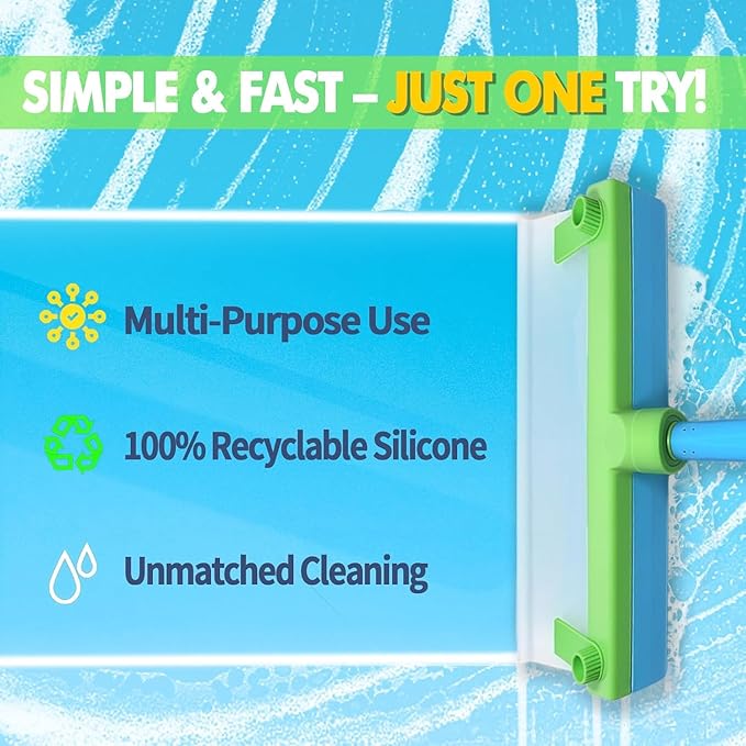 Silicone Window Squeegee KitWindow Cleaning KitRecyclable Silicone Window Squeegee Kit with Washer and Microfiber Cloth(Green)