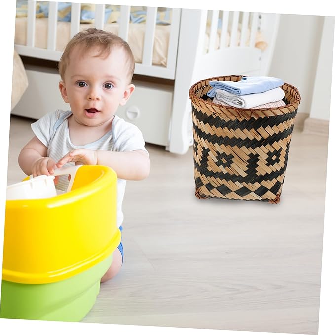 BESTOYARD 1pc Woven Trash Can Stylish Household Waste Basket for Creative Storage Container for Home Use Compact Design for Chic Decor Random Style