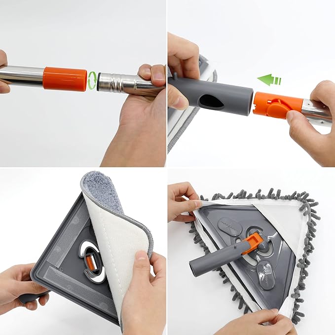 Long Handle Wall Mop 85 Inch Wall Cleaner Ceiling Duster Extension Pole 39 to 85 360° Rotatable Baseboard Wall Window Duster Dry Dust /Wet Wash Cleaning Tool with 6 Replacement Chenille Pads