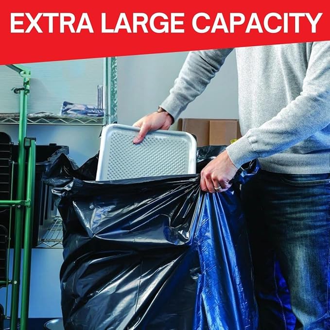 30–35 Gallon Heavy Duty Trash Bags – 100 Count Large Black Garbage Bags 33 x 39 Inch 1.5 Mil Thick Can Liners for Home Kitchen Commercial Lawn and Leaf Cleanup