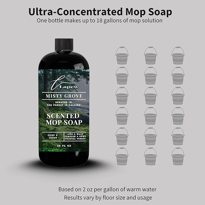 Lapew Misty Grove Scented Mop Soap - Luxury Floor Cleaner Concentrate for Mopping Tile Laminate Vinyl &amp Hardwood | Streak-Free Low-Foam | 36 oz