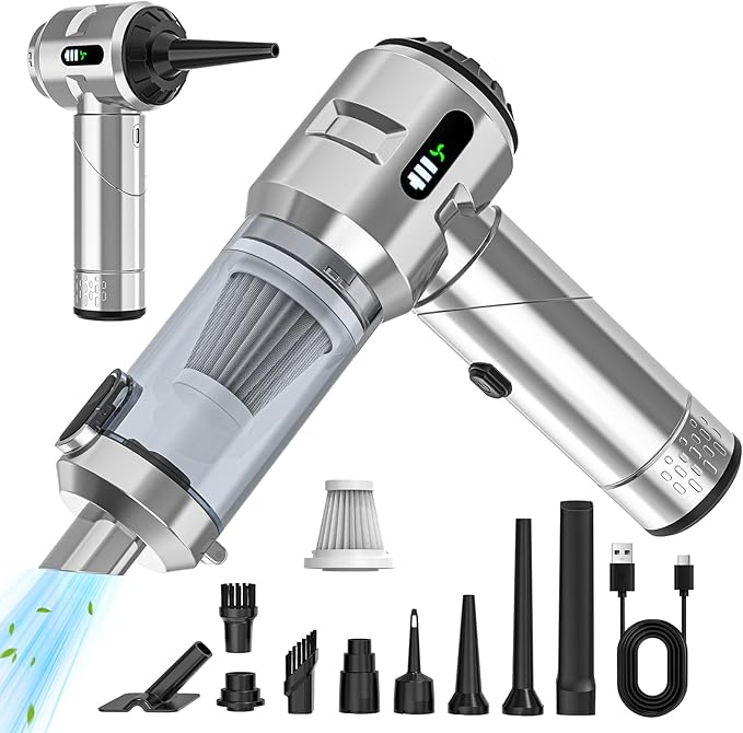 【Upgraded Version】Sycoodeal Car Vacuum CleanerMini Portable Vacuum Cordless25000PA Powerful Strong Cyclonic Suction USB Rechargeable Foldable Handheld Vacuum with One-touch Dust Removal for CarHome