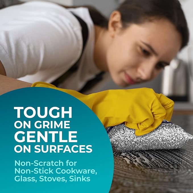 HELOMOR 6 Pack Dish Wash Sponges for Kitchen Heavy Duty Non Scratch Dish Sponge Wire Scrub Sponges for Cleaning Cookware Glass Countertops Pans Pots with Special Scrubbing Strip