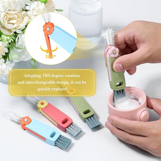 24pc 4 in 1 Cup Lid Gap Cleaning Brush Set with Straw Cleaner Brush Multifunctional Bottle Cleaning BrushCup Lid Gap CleanerHome Kitchen Crevice Brush Tools for Water CupThermos CupPacifier
