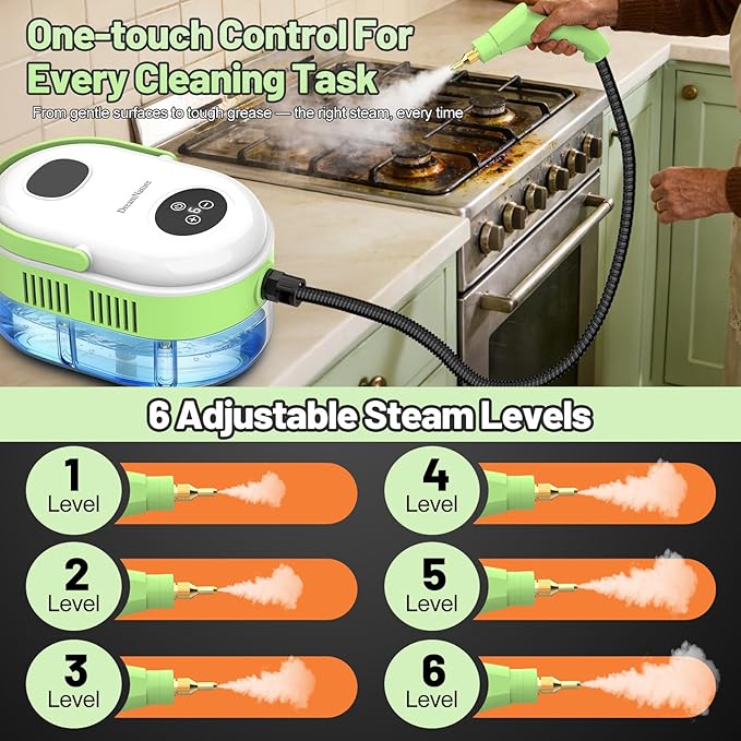 10-in-1 Steam Cleaner for Home High Temperature &amp High Pressure Steamer for Cleaning with 10s Fast Heating Handheld Steam Cleaner with 37.19OZ Large Tank for Floor Home Furniture Carpet and