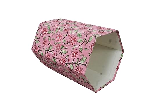 Handmade Cotton Paper Waste Basket Stylish Trash Can for Home or Office (1 Pink FLOWAR)