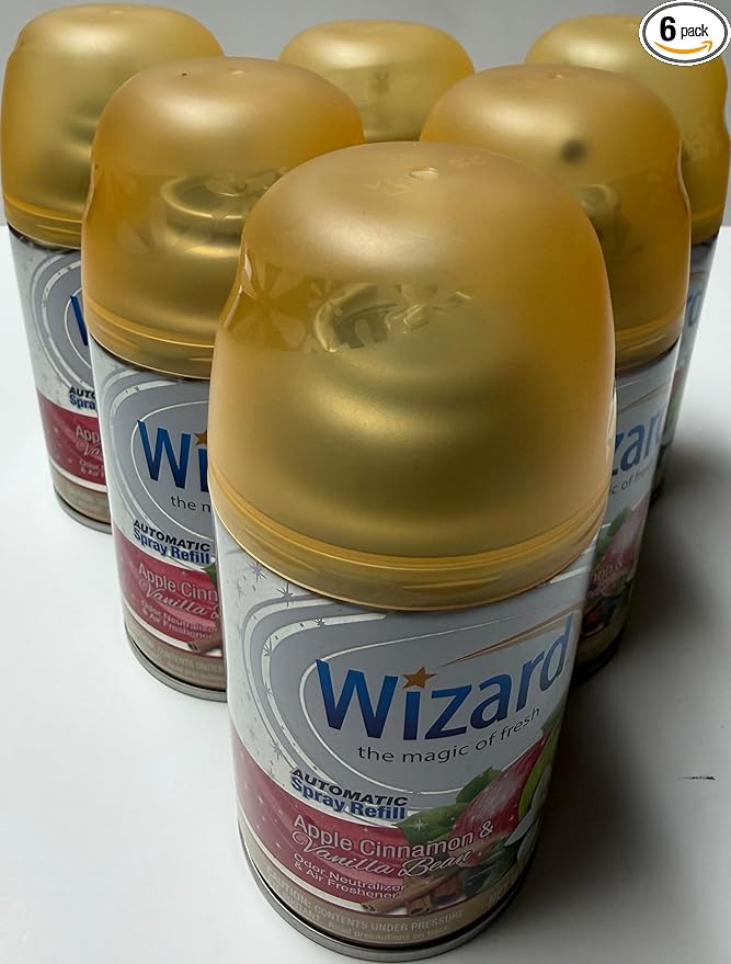Wizard Automatic Spray 5Oz Refill (Package May Vary) Pack of 6 (Apple cinnamon/vanilla bean 6)