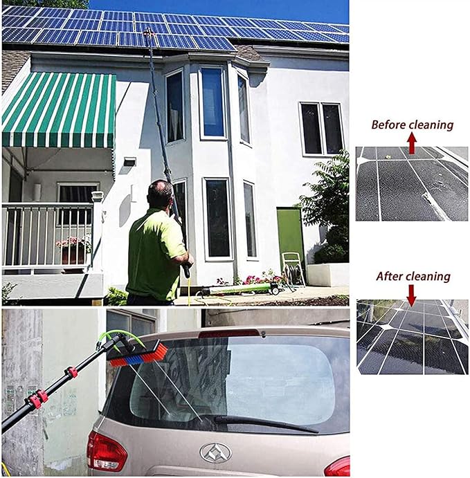 Window Cleaning Kit with Extension PoleWater Fed Telescopic BrushOutdoor Window CleanerWater Fed Brush Spray Washer Cleaning Photovoltaic and Solar Panels3.6m