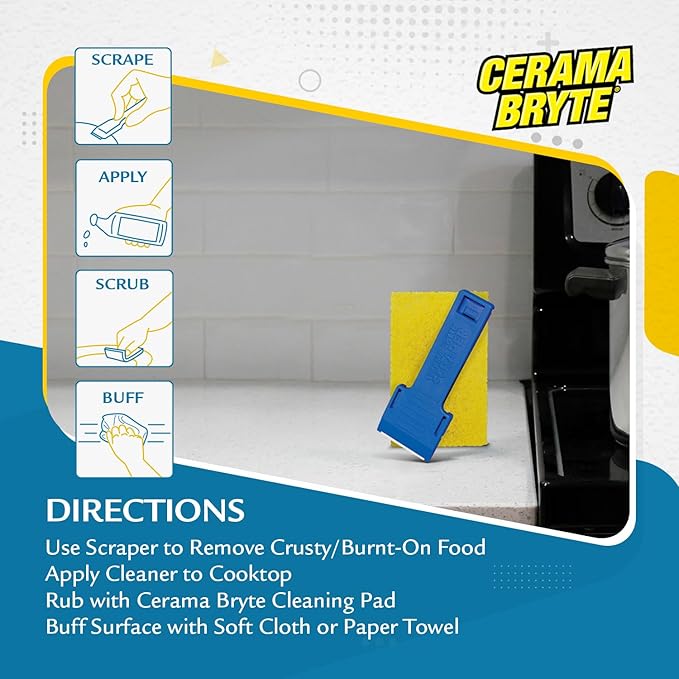 Cerama Bryte Cook Top Cleaner 18 oz 2-Pack &amp Scraper Pad Bundle
