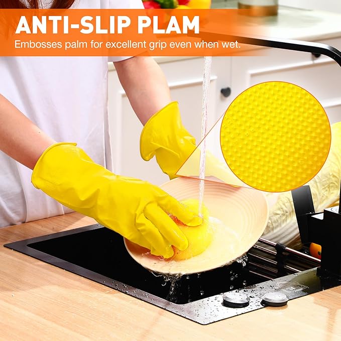 Sawysine 30 Pairs Rubber Gloves for Dishwashing Reusable Household Cleaning Gloves for Kitchen Washing Supplies