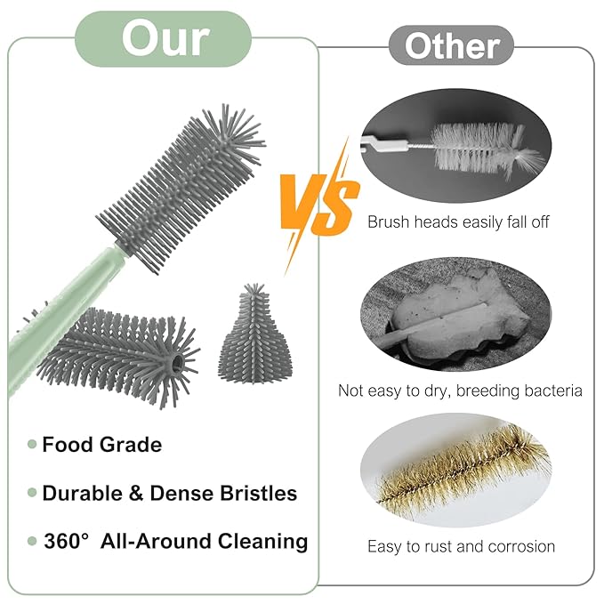 6 in 1 Bottle Cleaner Brush Set with Travel Bottle Drying Racks360° Cleaning Baby Bottle BrushNipple BrushStraw Cleaner BrushSoap Dispenser &amp Organizer CaseBaby Essentials for Home&ampTravel